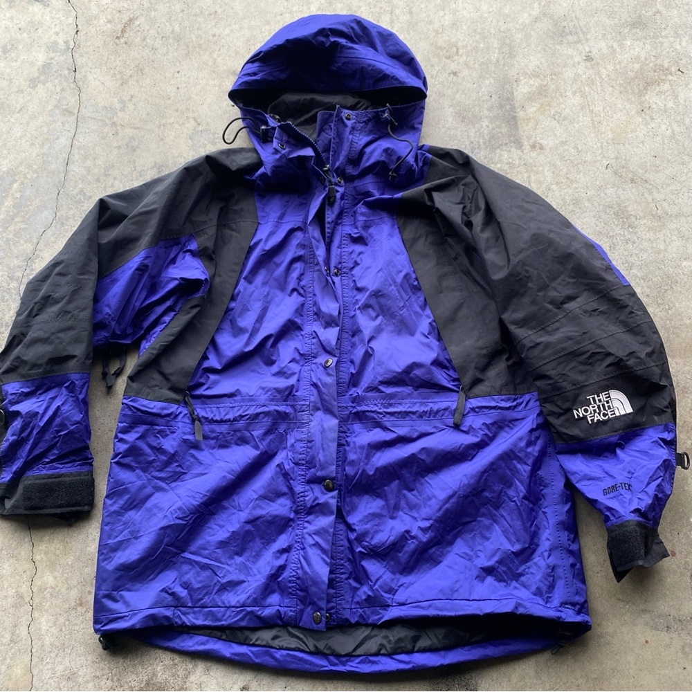 Vintage 90s The North Face Goretex Mountain Light Jacket Blue Gore-Tex